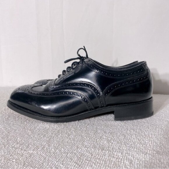 Vintage Florsheim Black Leather Lexington Wingtip Oxford Lace Up Dress Shoes 8.5 main image 10